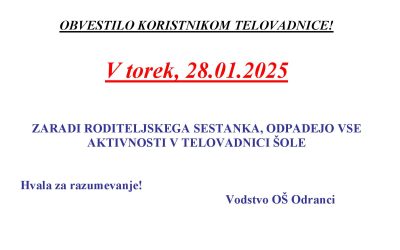 OBVESTILO – koristniki telovadnice